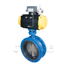 ISO9001 pneumatic stainless steel wafer butterfly valve rubber sealing flanged triple eccentric butterfly valve